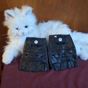 Black Fingerless Leather Gloves